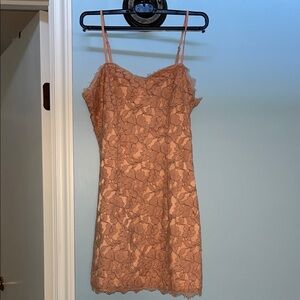 Lace Spaghetti Strap Dress in Peach
